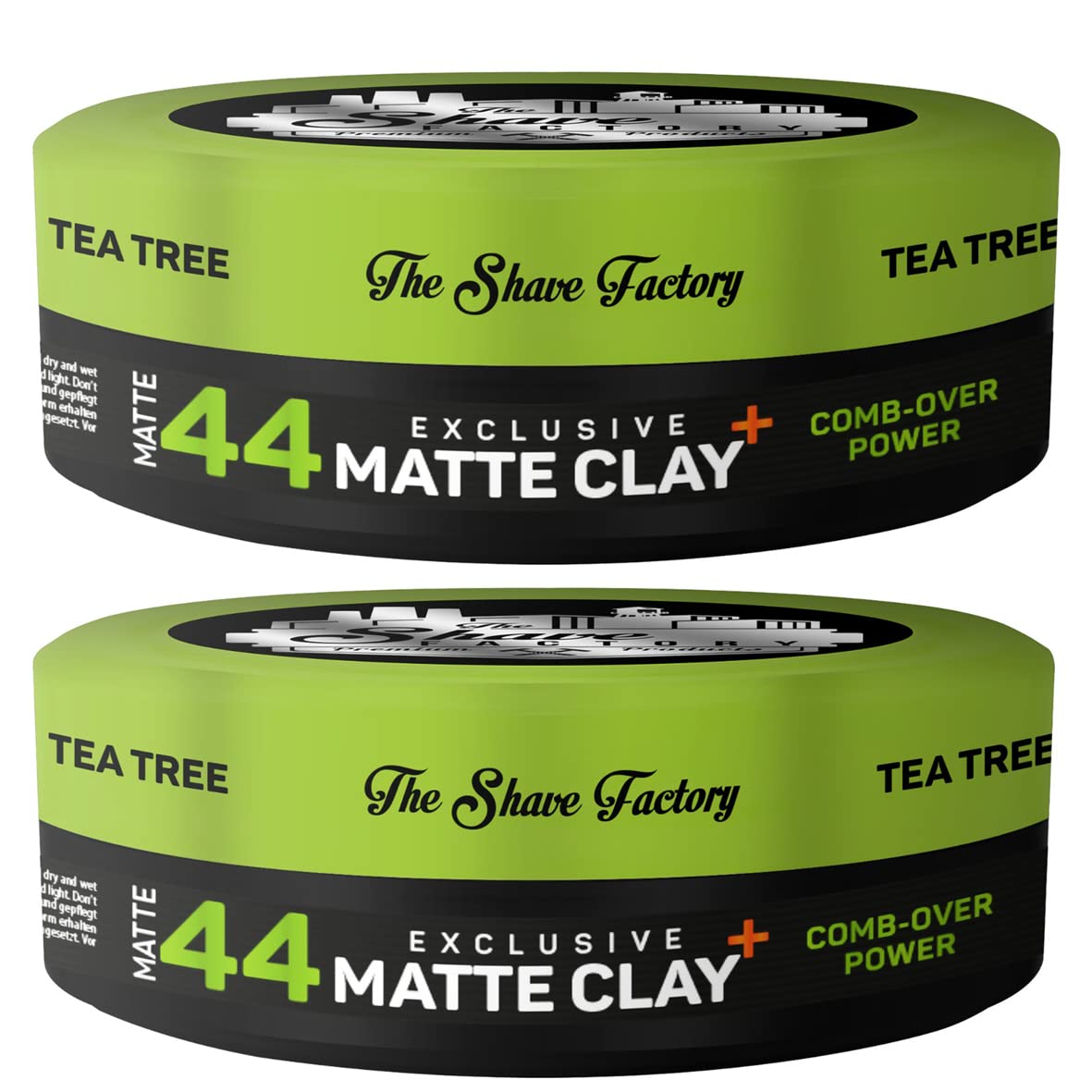 The Shave Factory Premium Pomade Exklusive Matte Clay 44 Comb-Over 150ml | Matte Look | Extra Starker Halt | 2 Stück