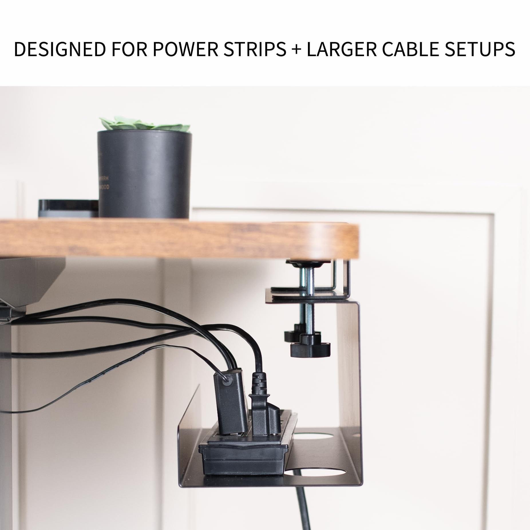 VIVO DESK-CM6L-B Kabelmanagement-Tablett ohne Bohren, Klemmleiste, 43,2 cm, unter dem Schreibtisch, Stahlschnur-Organizer, schwarz, 43,2 cm