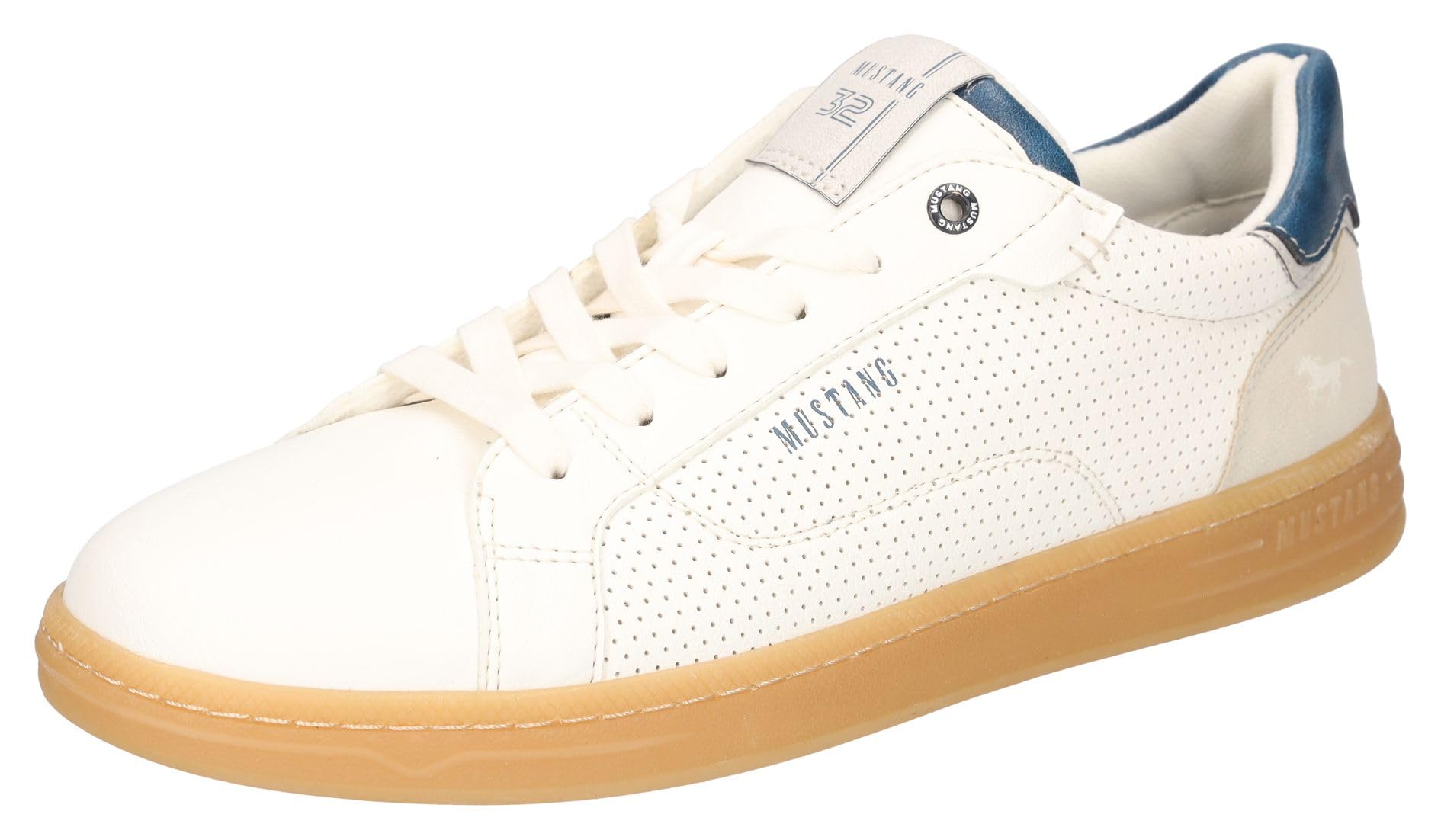 Mustang Men's 4204-303 Lace-Up Low Shoe, White, 46 EU, White, 11 UK