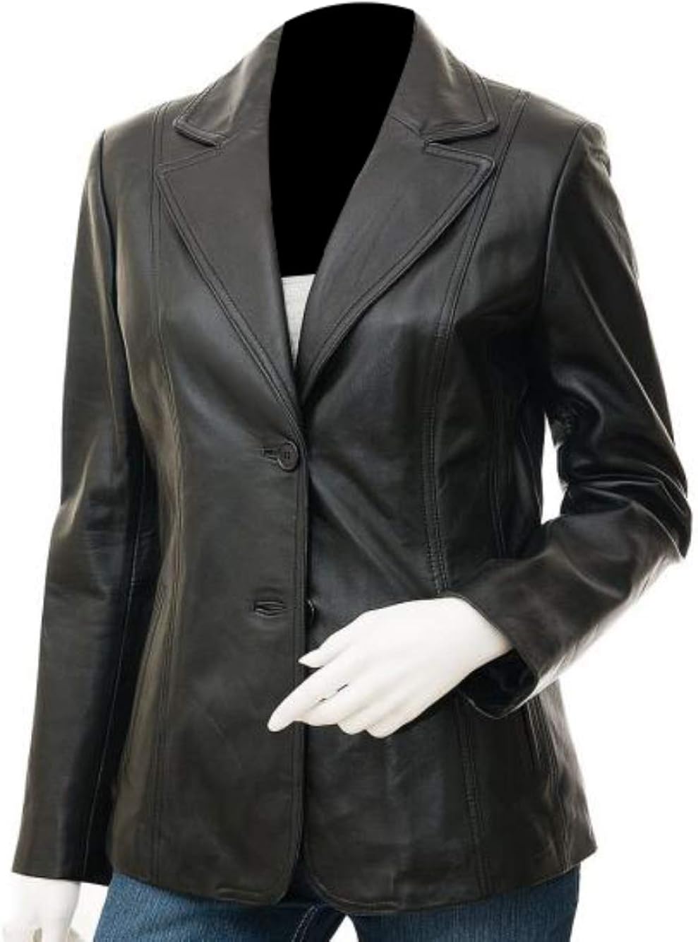 black leather blazer womens