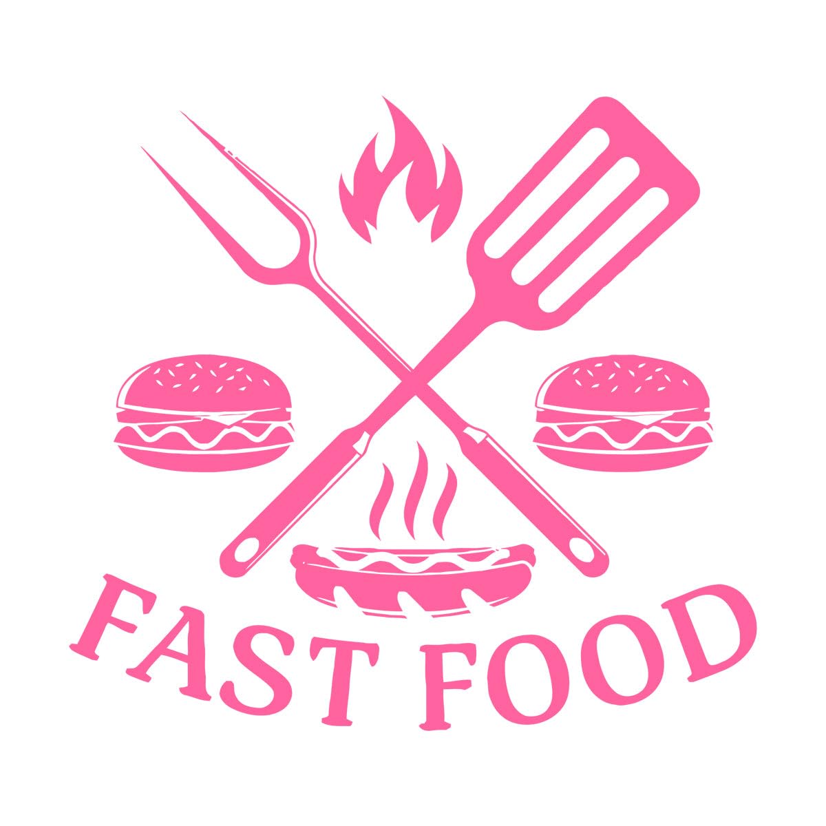 Fast Food Sign Window Stickers Hamburger Rapid Delicious Food Restaurant Logo Decals Vinyl Home Decor Dining Room Kitchen Small - 30x28cm