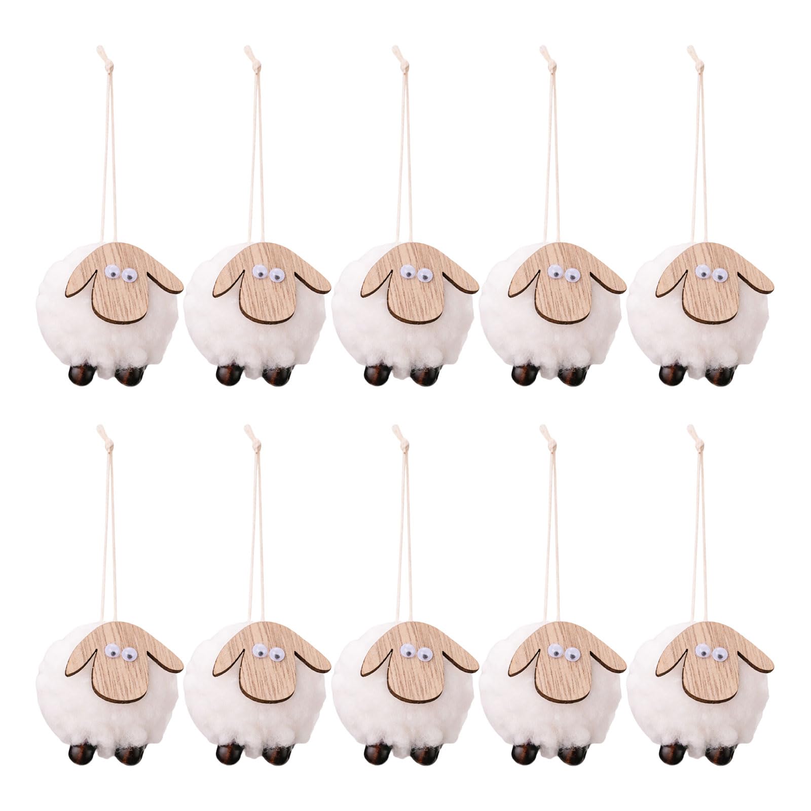 10Pieces Festival Woolen Felt Sheep Ornament Creative Felt Sheep Christmas Ornament for Wall and Tree Embellishment Christmas