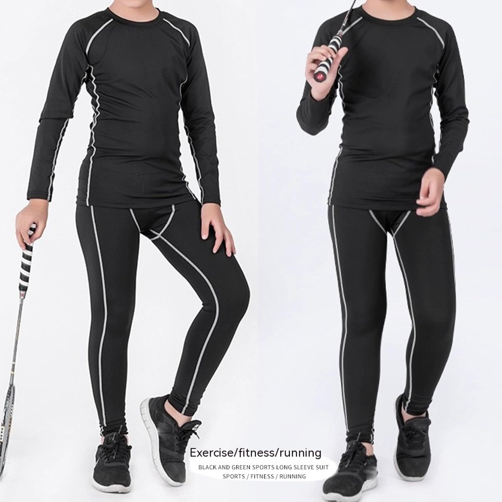 Conjunto de ropa interior térmica manga larga para niños, traje compresión atlético fútbol