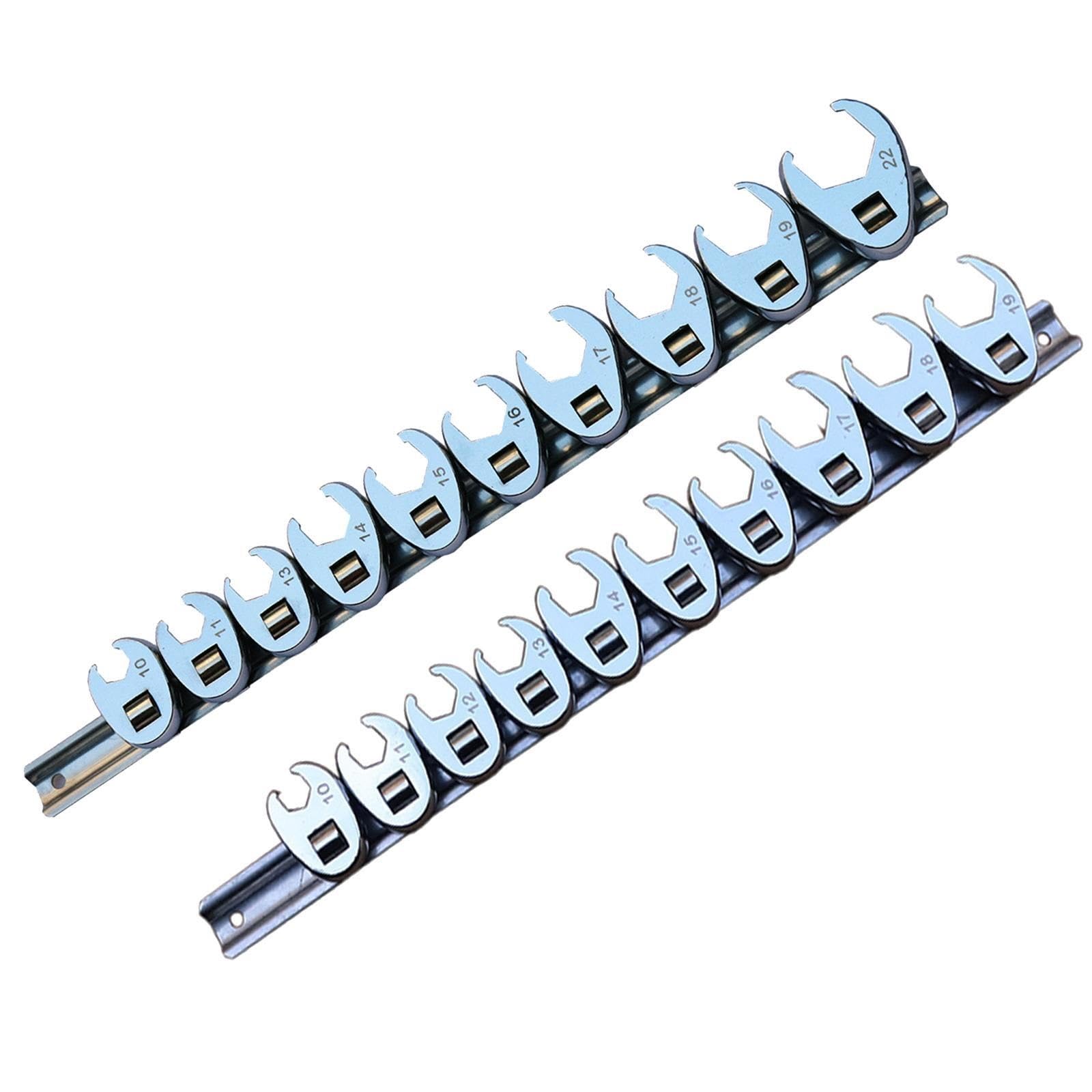 Xuczhai One Color Portable Drive Crowfoot Wrench Set Brake Wrenches Spanner Ratcheting Professional 3/8" For Repair(10Mm To 22Mm)