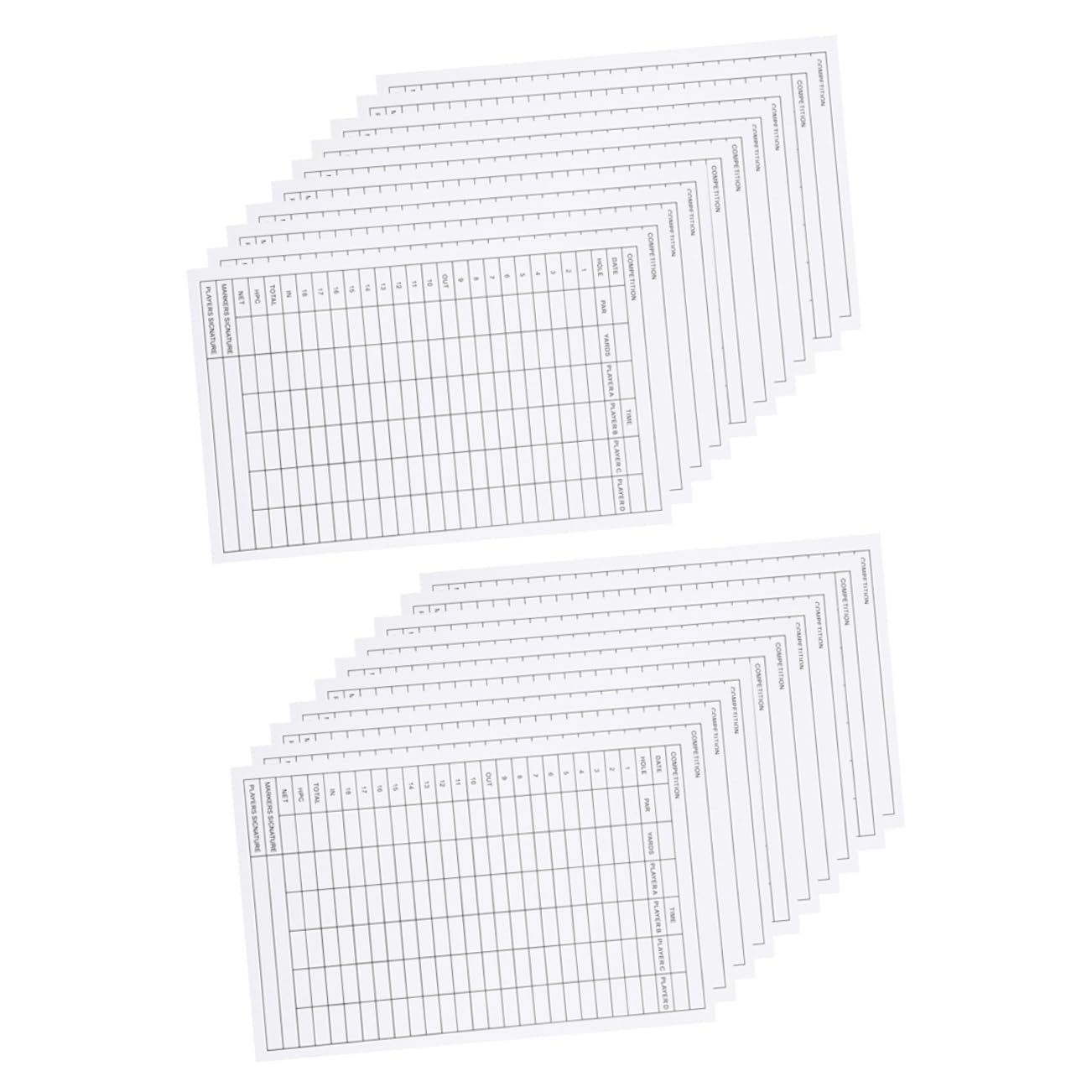 SKISUNO 20pcs Golf Scorecards Coated Paper Score Sheets Portable Double-Sided Design for Easy Recording for Competitions and Essential Golf Course Accessory