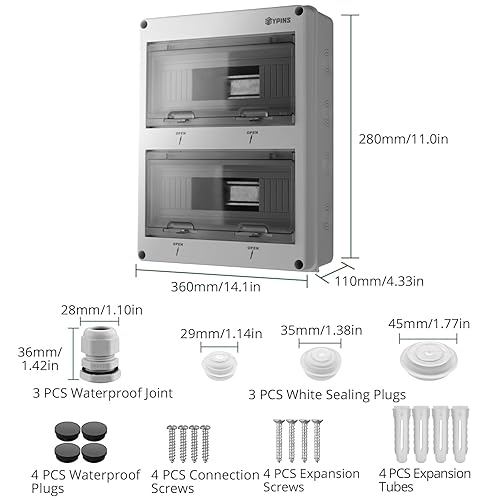 Miniatura 2 de EYPINS Disyuntor,Caja de distribución expuesta de 24 vías,Caja eléctrica de 14 pulgadas,Caja de cable de alimentación eléctrica,Disyuntor de pared,