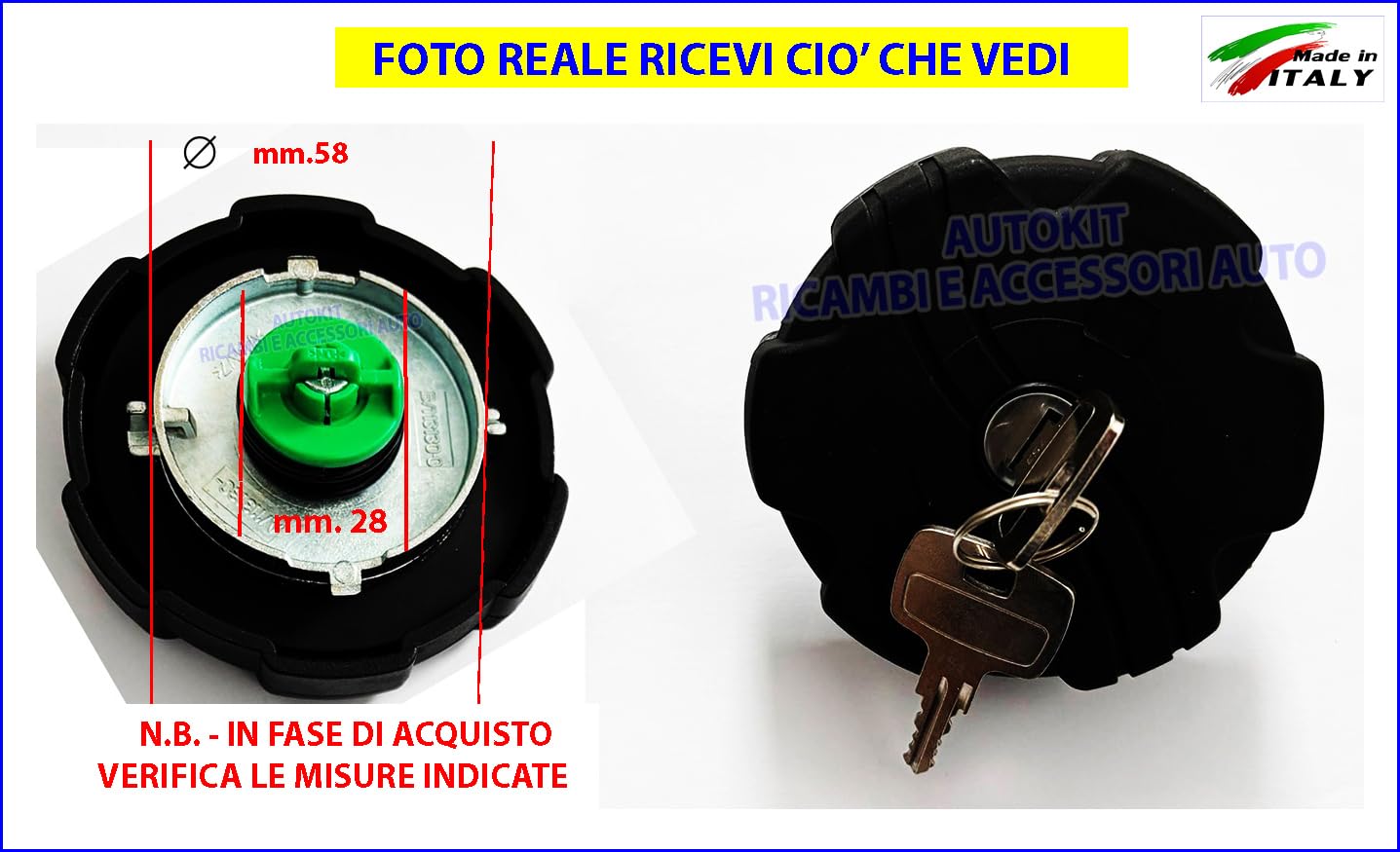 TAPPO Serbatoio con 2 Chiavi Antifurto Specifico per Daily Grinta - Daily 30 F8-35.8 - 45.10-49.10 Prodotti dal 1984 in poi - 065504