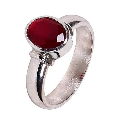 925 Sterling Silver Garnet Birthstone (Capricorn, Aquarious, Scorpio) Finger Ring for Unisex