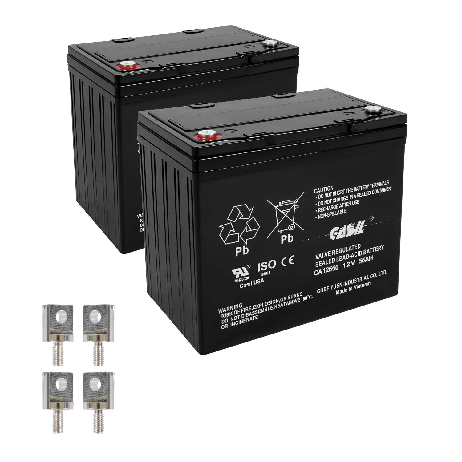 Casil 12V 55Ah SLA AGM Battery – 2 Pack (Group 22NF) | Replacement for Pride Maxima, Jazzy 600 Series, Hurricane PMV, Pursuit SC713 SC715, SC900, C940