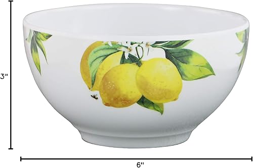 Miniatura 5 de Reston Lloyd Fresh Lemons, juego de 6 cuencos de melamina para cereales/sopa, blanco, limón, verde, 2 tazas apples,Negro -,Limones