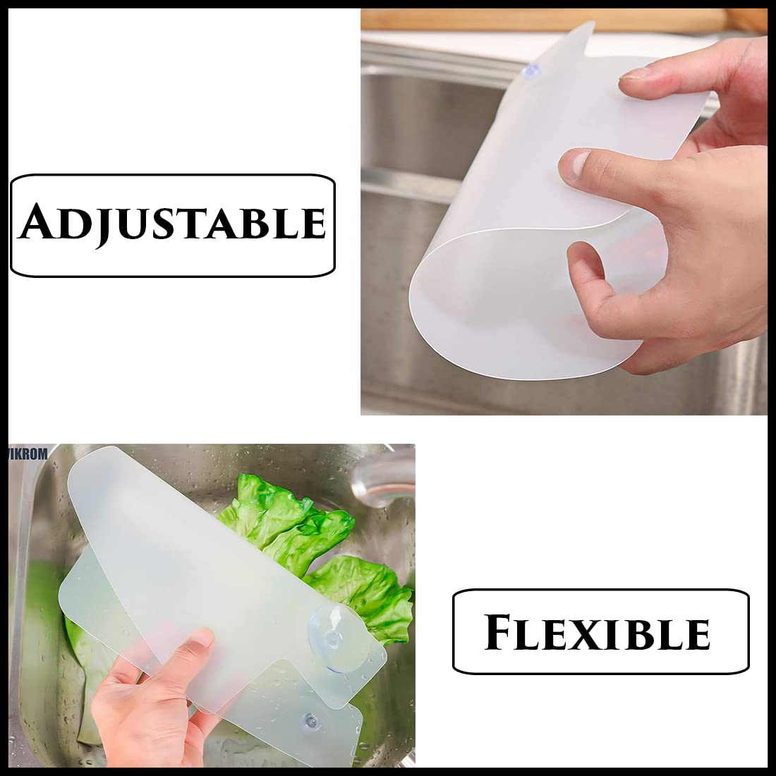 Pack of Two Water Splash Guard with Suction Cups l Flexible Sink Water