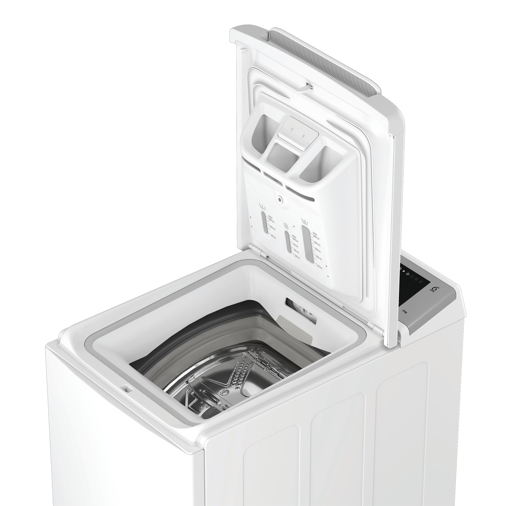 Bauknecht TLBK 6B S FF Waschmaschine, 6 kg, 1200 U/min, Toplader, Antiflecken 20°, FreshFinish Dampffunktion, Aqua Saver, Inverter-Motor, Soft Opening, Weiß