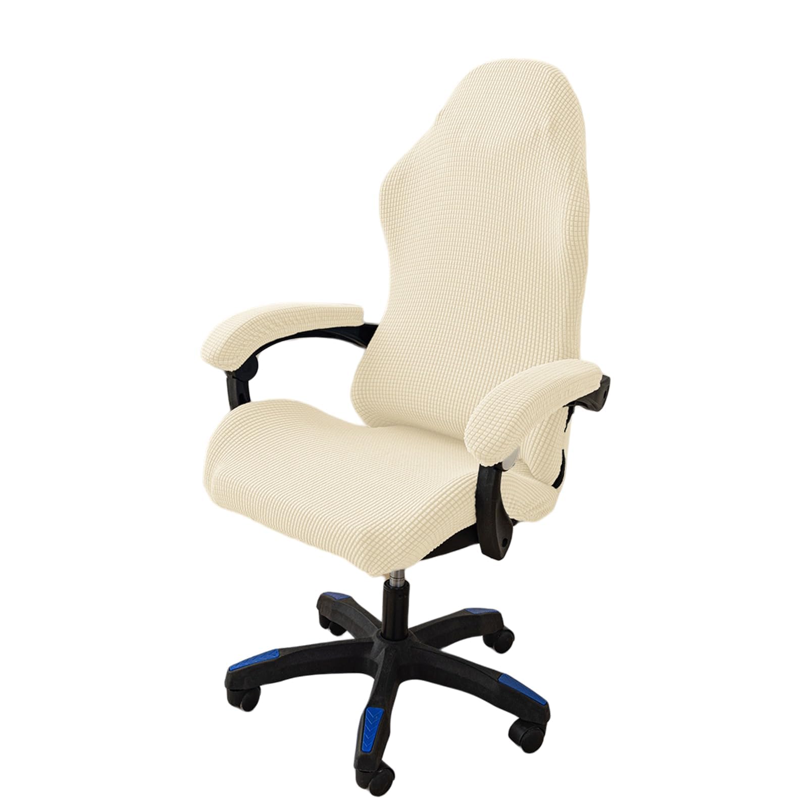 MANGGUO Ergonomic Gaming Chair Covers Jacquard Elastic Gaming Chair Covers Non-Slip Dustproof with 2 Armrest Covers with Zipper -Blue (Beige)