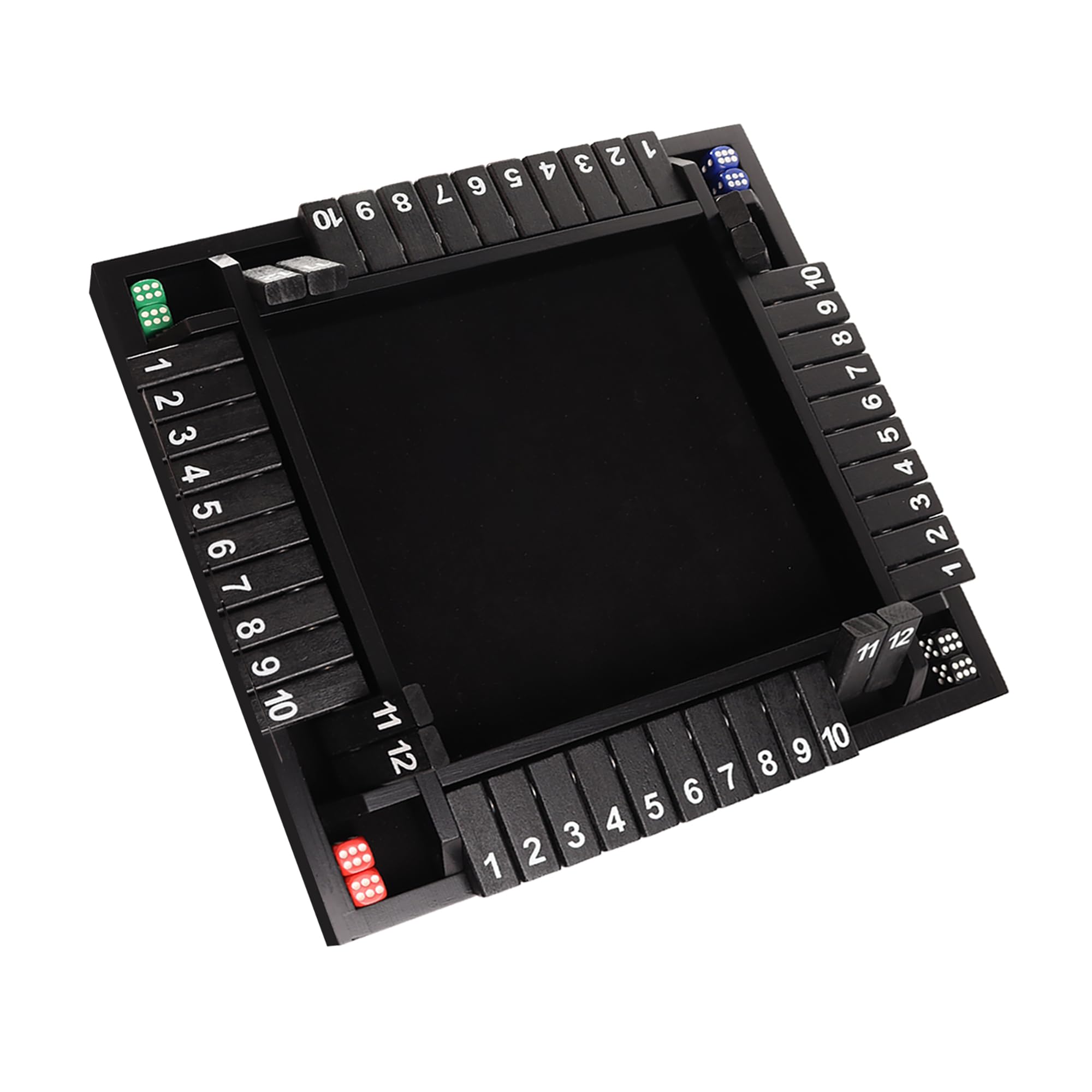 GSE Games & Sports Expert 1-4 Player Wooden Shut The Box Board Game with 8 Dice. 4-Way 12 Numbers Shut The Box Dice Set of Popular English Pub Board