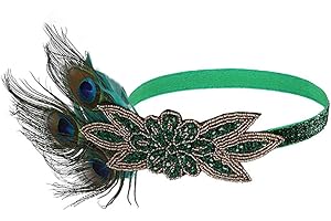 Feather Flapper Headband, 1920s Roaring 20s Gatsby Bridal Flapper Headpiece
