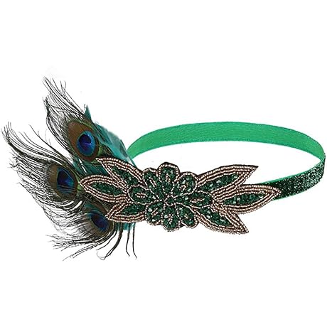 Feather Flapper Headband, 1920s Roaring 20s Gatsby Bridal Flapper Headpiece