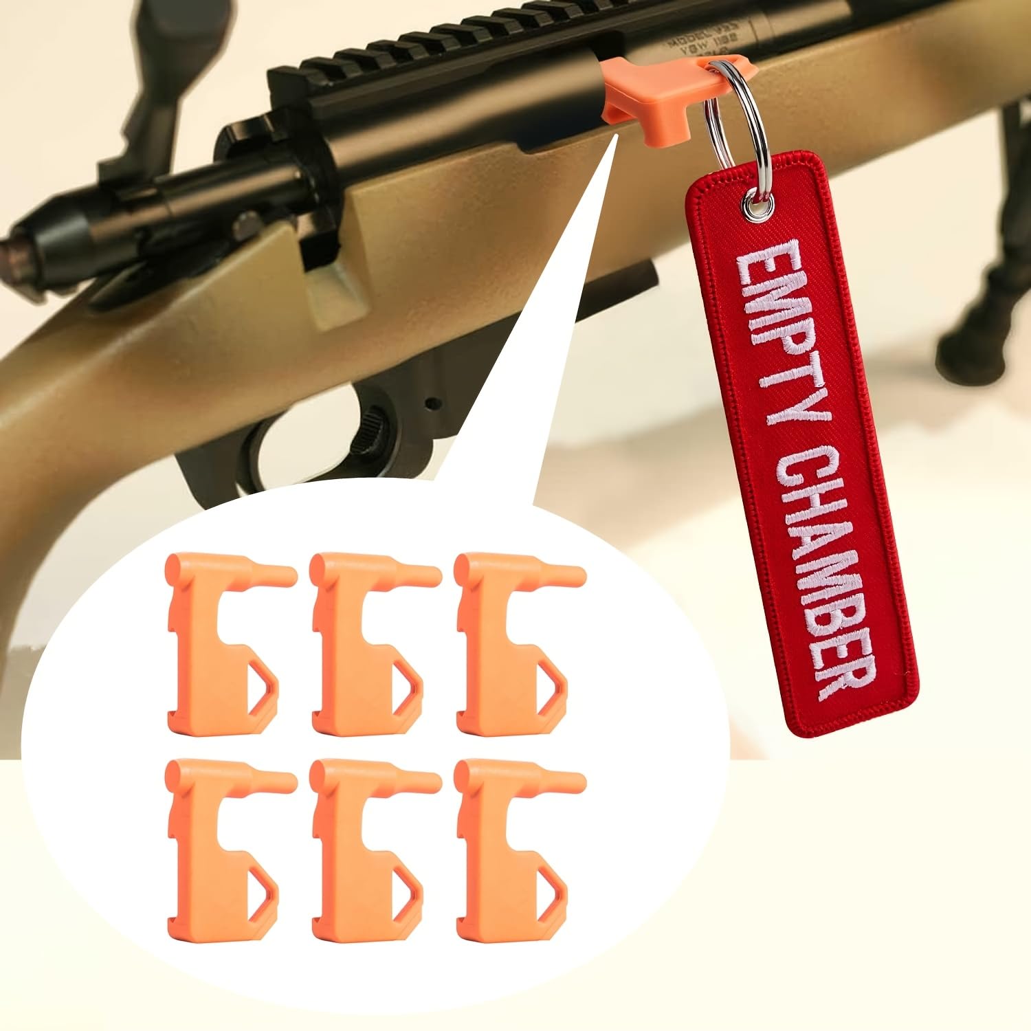 6 bandiere di sicurezza per fucile, armi a mano, pistola per fucile, arancio, camera universale, marcatura di sicurezza