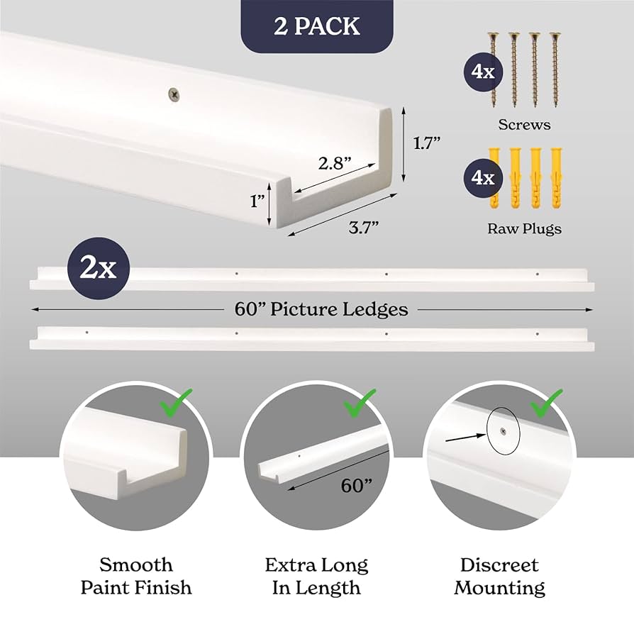 3KK145i 未使用品 キャンフィ シェルフ 60×12cm  ホワイト Amazon.co.jp: 壁用写真棚[ホワイト、60インチ、2個パック]狭い