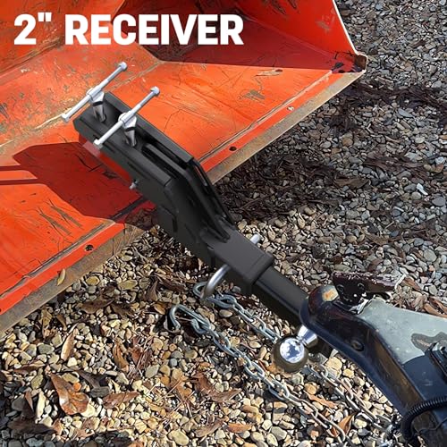 Sulythw 2025 New Upgraded Tractor Clamp on Trailer Hitch, Clamp-on Tractor Bucket Hitch 2\" Receiver Adapter for Kubota Deere Bobcat Attachment Accessories