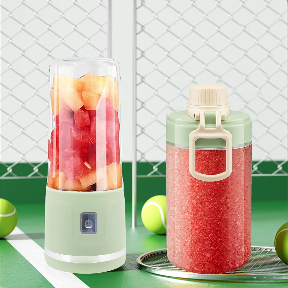 Frullatore per Frullati Portatile con Coperchio per Bicchiere, 450 ml, Ricaricabile via USB, 8 Lame, per Succhi, Frullati, Omogeneizzati, Viaggi, Palestra