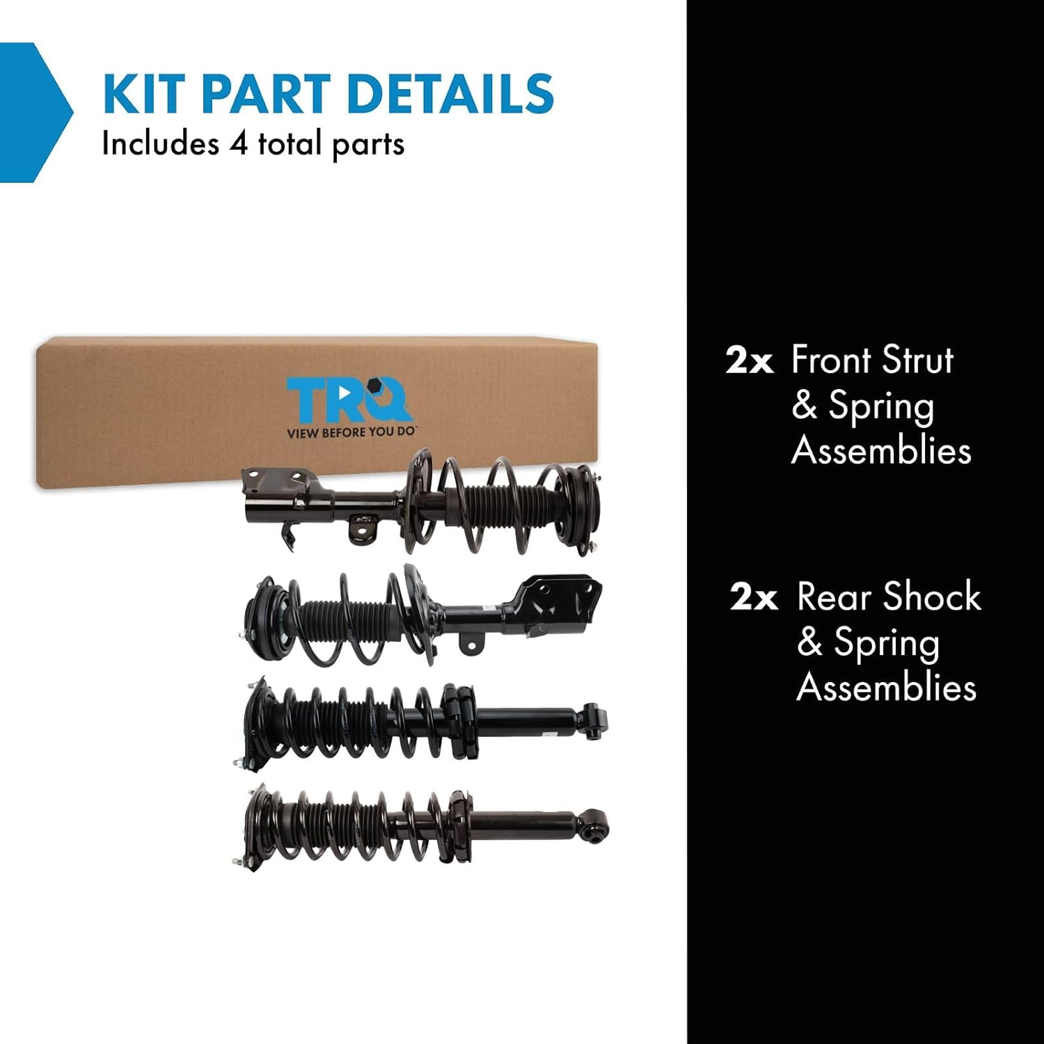 TRQ Front and Rear Strut & Coil Spring Assembly Set Driver & Passenger Sides Compatible with 18-20 Subaru Crosstrek