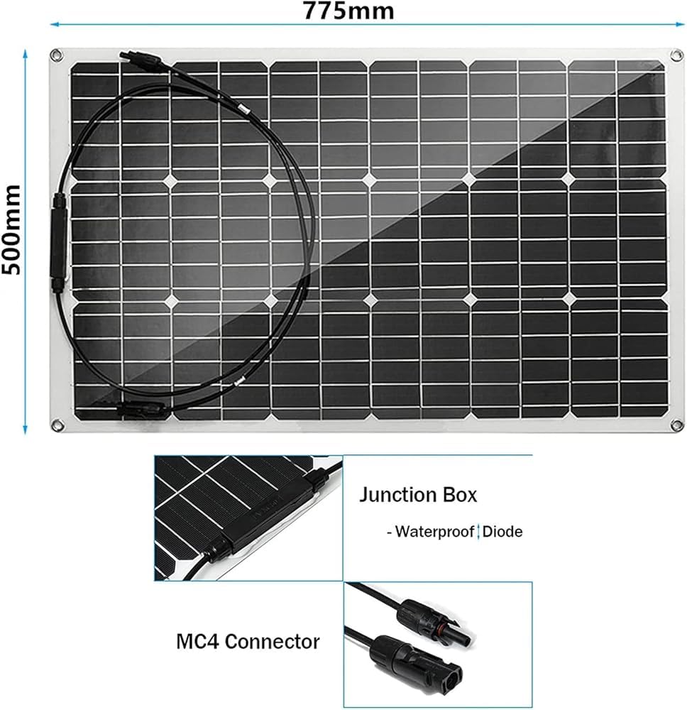 1000W Panneau Solaire Kit 2 PCS 500W, Flexible Panneau Solaire Hors Réseau Système 18V Photovoltaïque Monocristallin Module, avec Double USB Ports