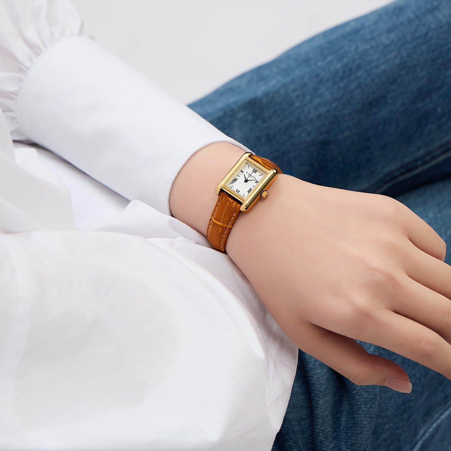 VICTORIA HYDE Klassisches Quadrat Damenuhr mit römischen Ziffern Vintage Armbanduhr Rechteckige Uhren Damen mit mit Edelstahl- oder Lederarmband