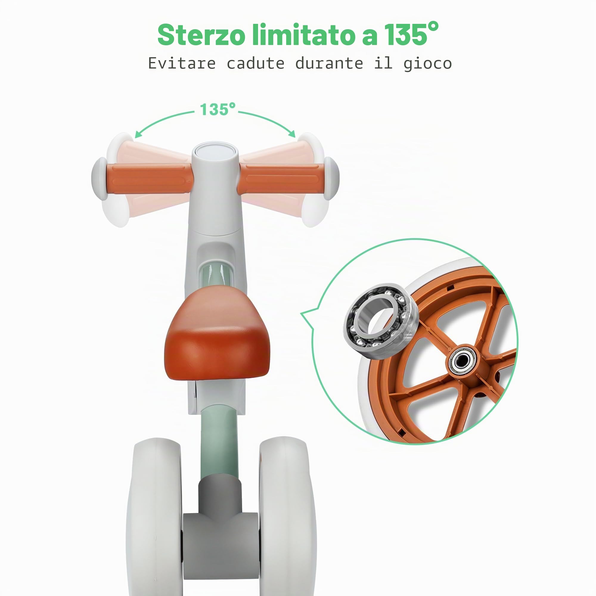 welspo Bicicletta da corsa per bambini a partire da 1 anno, per 12 – 24 mesi, giocattolo, prima bicicletta antiscivolo, per ragazzi e ragazze, come regalo (verde)