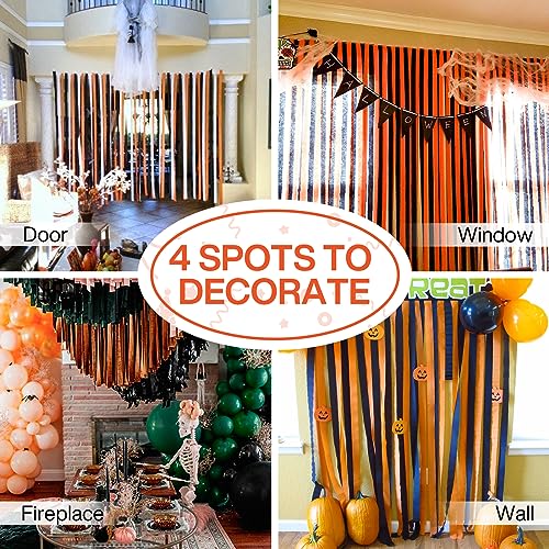 Image of PartyWoo Orange Crepe Paper Streamers 6pcs 492ft Pack of Orange Crepe Paper Streamers for Thanksgiving Halloween Little Cutie Baby Shower Anniversary Autumn Luau Theme Birthday Party Decorations