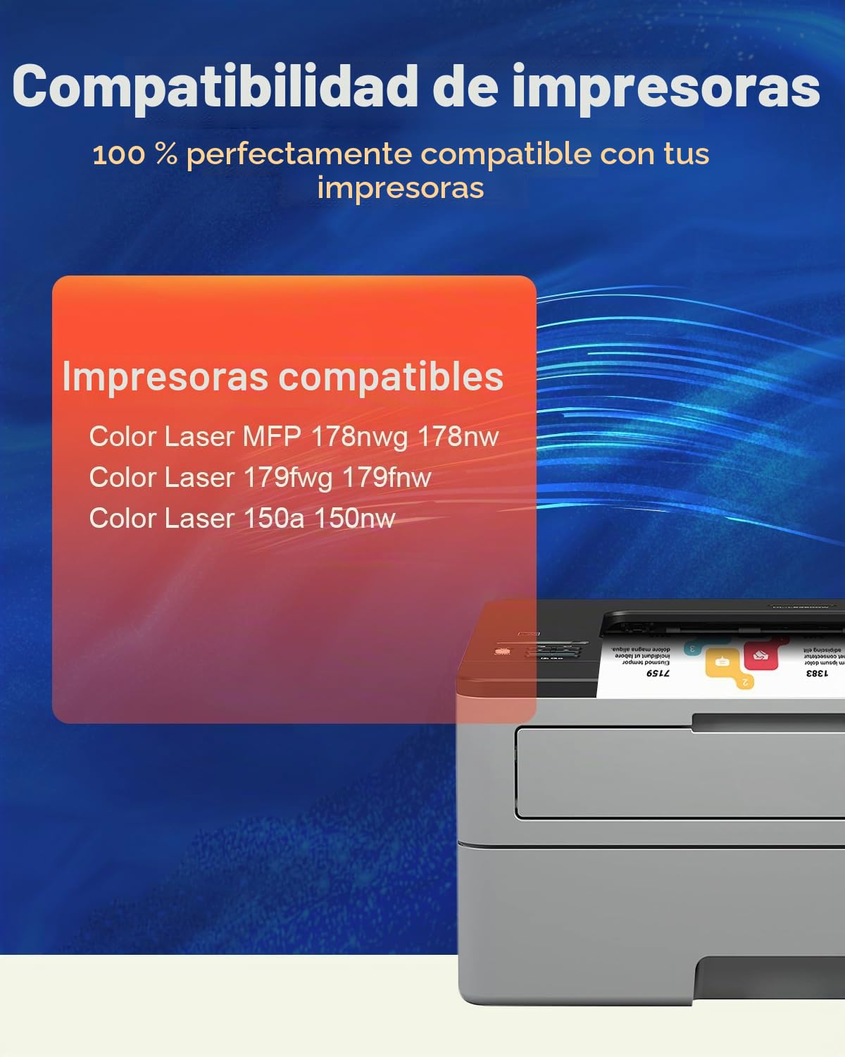 HP 117A Cartucho de Toner Compatible para Color Laser MFP 178nwg 179fwg 179fnw, 150nw 150a 178nw - W2070A W2071A W2072A W2073A (4 Paquetes)