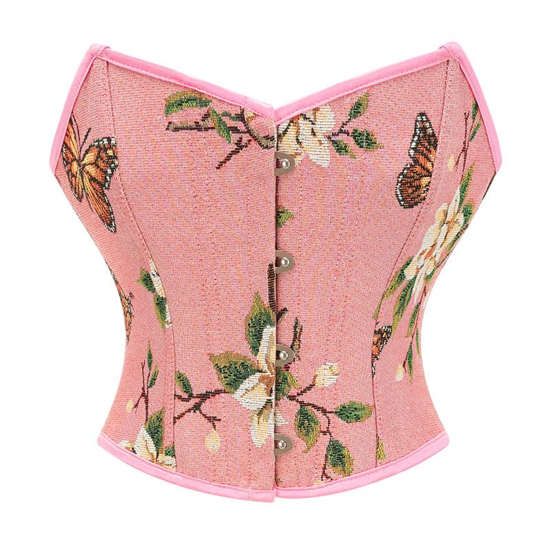 Women’s Printed Jacquard Corset | Short Bust Body Shaper with Adjustable Straps-image-32