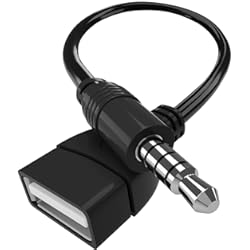 Cassette Usb Coche Coomoors Aux to USB Adapter, 3.5mm Macho Aux Audio Conector Jack Enchufe a USB 2.0 Hembra Convertidor Cable, Cable OTG Adaptador de Auxiliar Estéreo para Automóvil, Dispositivos de CD y DVD (Black)
