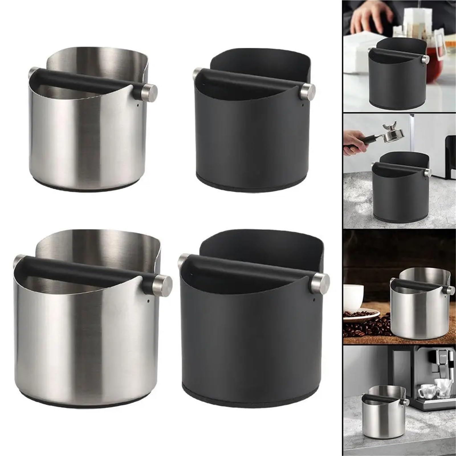 Recipiente for posos de café, utensilios estilo barista, contenedor residuos for el hogar, la cocina y oficina, accesorios for cafeteras para Café(Black S)