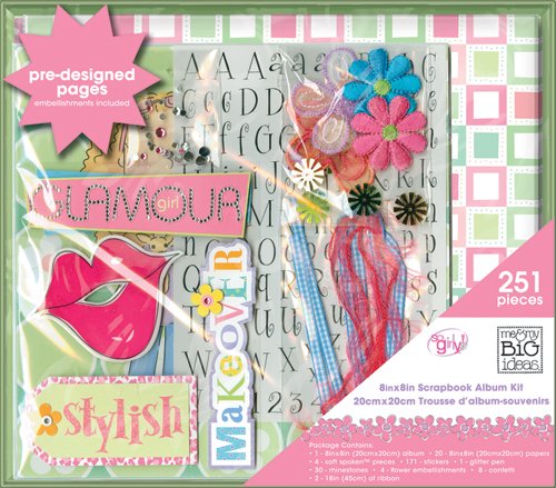 me & my BIG ideas Scrapbook Box Kit, So Girly, 8-Inch by 8-Inch