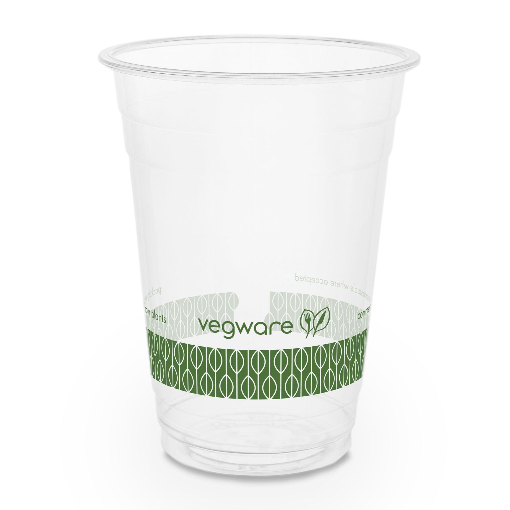 Vegware Compostable Clear 16oz PLA Plastic Cold Cups, Case of 1000, Renewable Plant-Based Material, 96 Series Lids and Inserts Available, For Cold