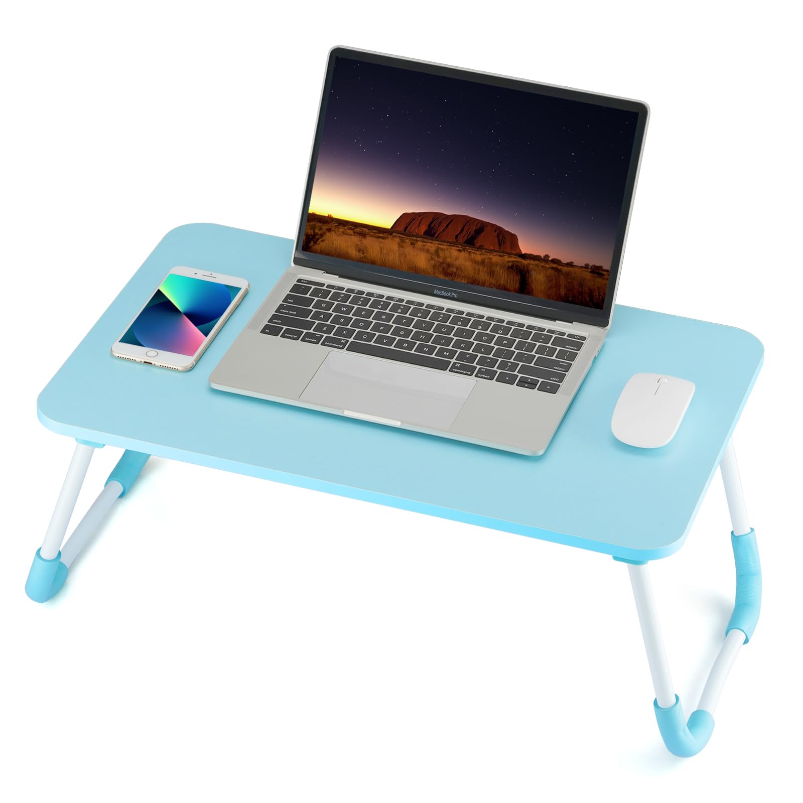 Photo 1 of Ruxury Folding Lap Desk Laptop Stand Bed Desk Table Tray, Breakfast Serving Tray, Portable & Lightweight Mini Table, Lap Tablet Desk for Sofa Couch Floor - Blue Blue Large