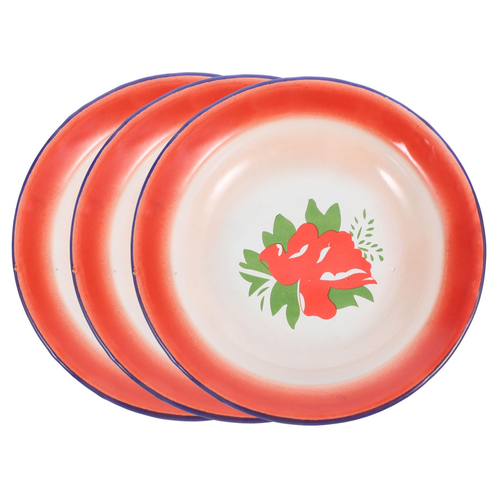 Amazon.com | Ciieeo Vintage Enamel Plate 6.29 Inch Round Floral