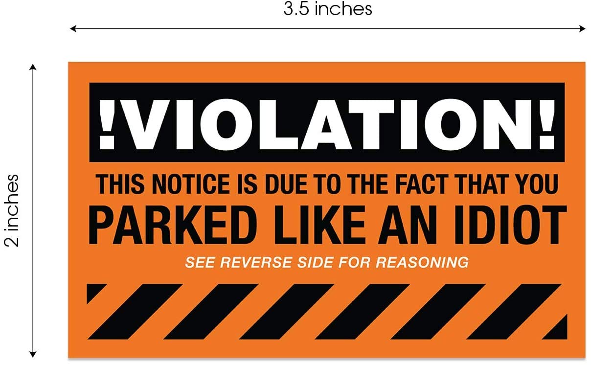 Amazon.com : You Parked Like an Idiot Business Cards / 100 Bad Parking Cards  / 2" x 3.5" Cards : Office Products