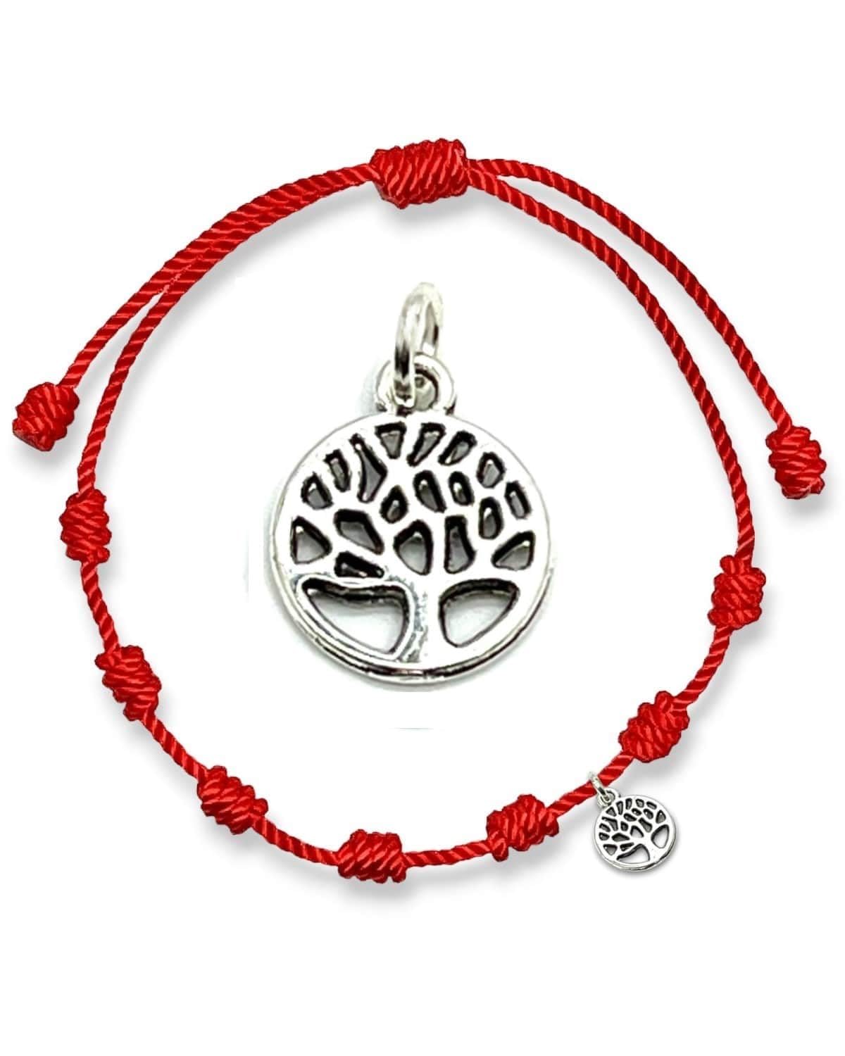Genérico Pulsera 7 nudos roja - Contra el mal de ojo - Hilo rojo protección energía negativa - Amuleto para la buena suerte y la amistad - Hombre mujer niños pareja amigos
