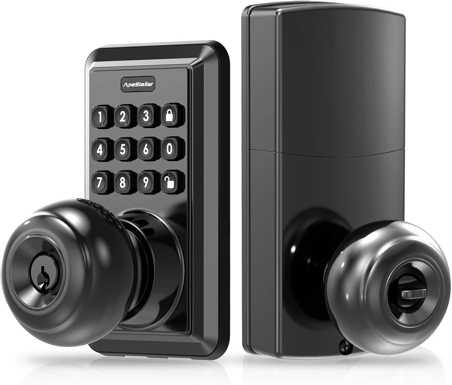 Keyless Entry Door Lock, Door Knob with Keypad, Keypad Door Lock with Handle, Keyless Door Knob, Door Knob with Code, Auto Lock, Easy to Install – Matte Black Keyless Entry Door Lock, Door Knob with Keypad, Keypad Door Lock with Handle, Keyless Door Knob, Door Knob with Code, Auto Lock, Easy to Install – Matte Black
