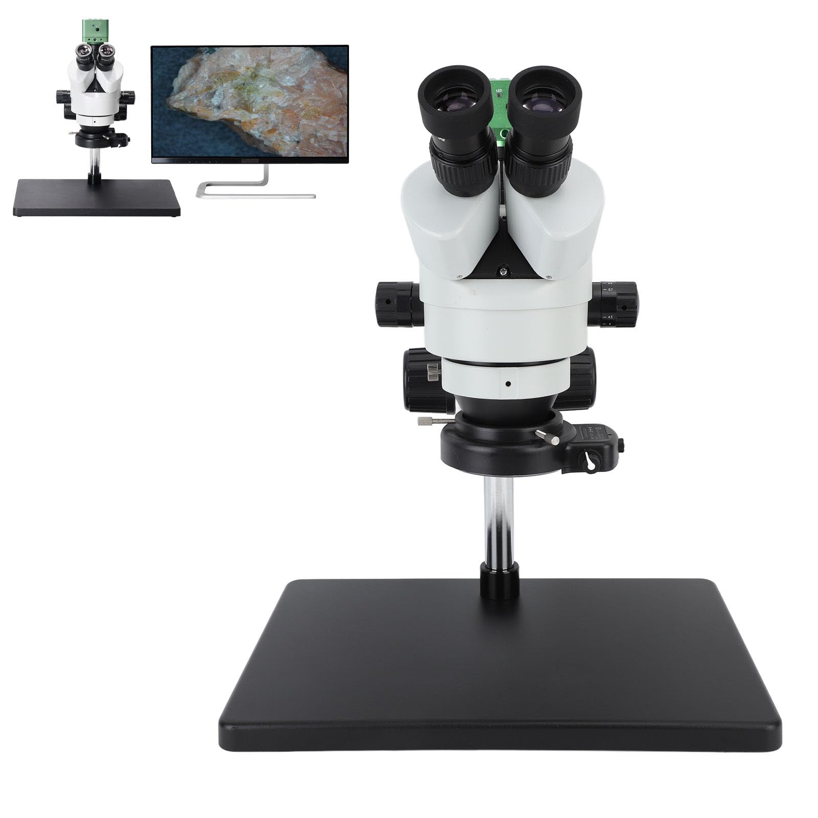 Microscopio Trinocular, Cámara de Microscopio Zoom Digital 7X 41MP 1080P AC100-240V 7X a 45x USB Aleación de Aluminio con Luz LED para Joyería (Enchufe de la UE)