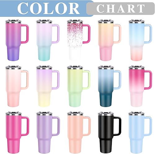 Miniatura 3 de Vaso personalizado con asa y pajita, vaso personalizado de 40 onzas con imagen y logotipo, taza de café de viaje de acero inoxidable, regalos