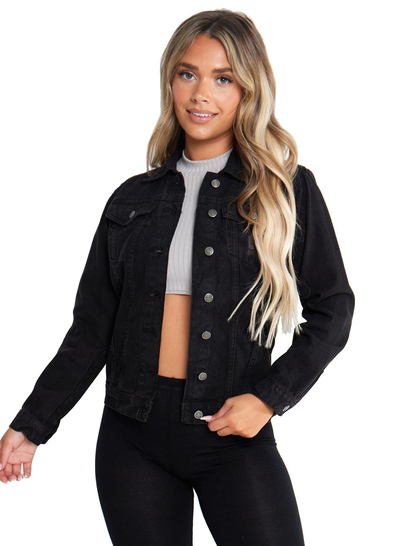 Ss7 Women's Black Oversized Denim Jacket