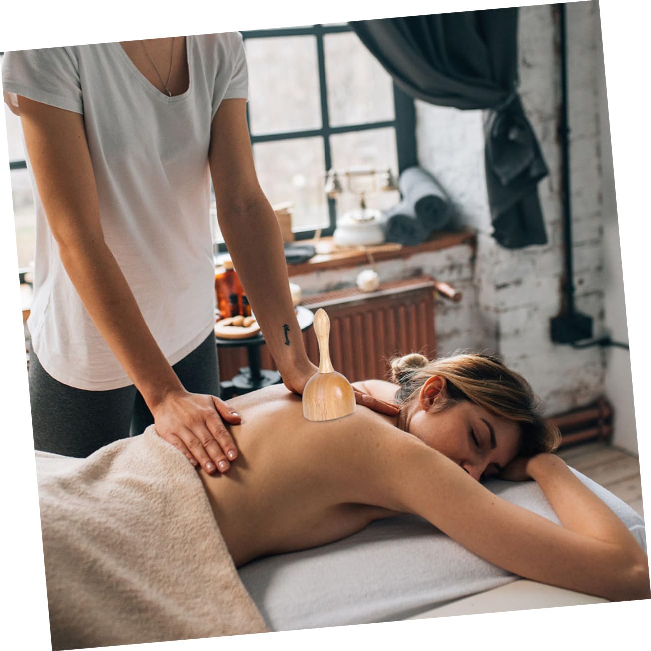 Herramienta de Masaje de Madera para Masajeador de Ventosas para Espalda y Cuerpo Portátil para Relajación y Mejora Circulación