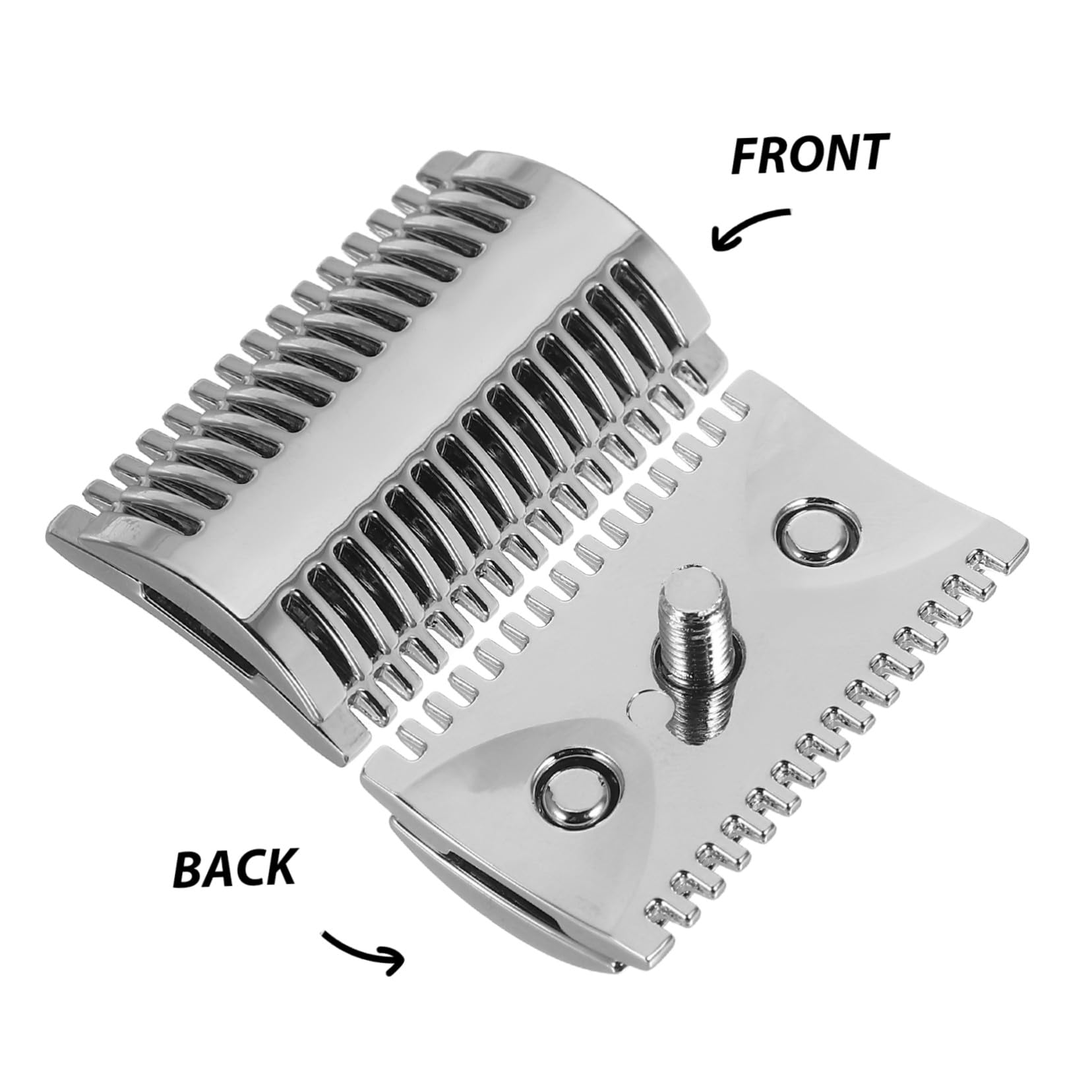 MERRYHAPY Testina Ricambio Rasoio Sicurezza in Lega Doppia Pettine in Metallo Solido Compatibile con Manici Standard per Barba Uomo e Donna Finitura Lucida Argento Resistente e Duratura