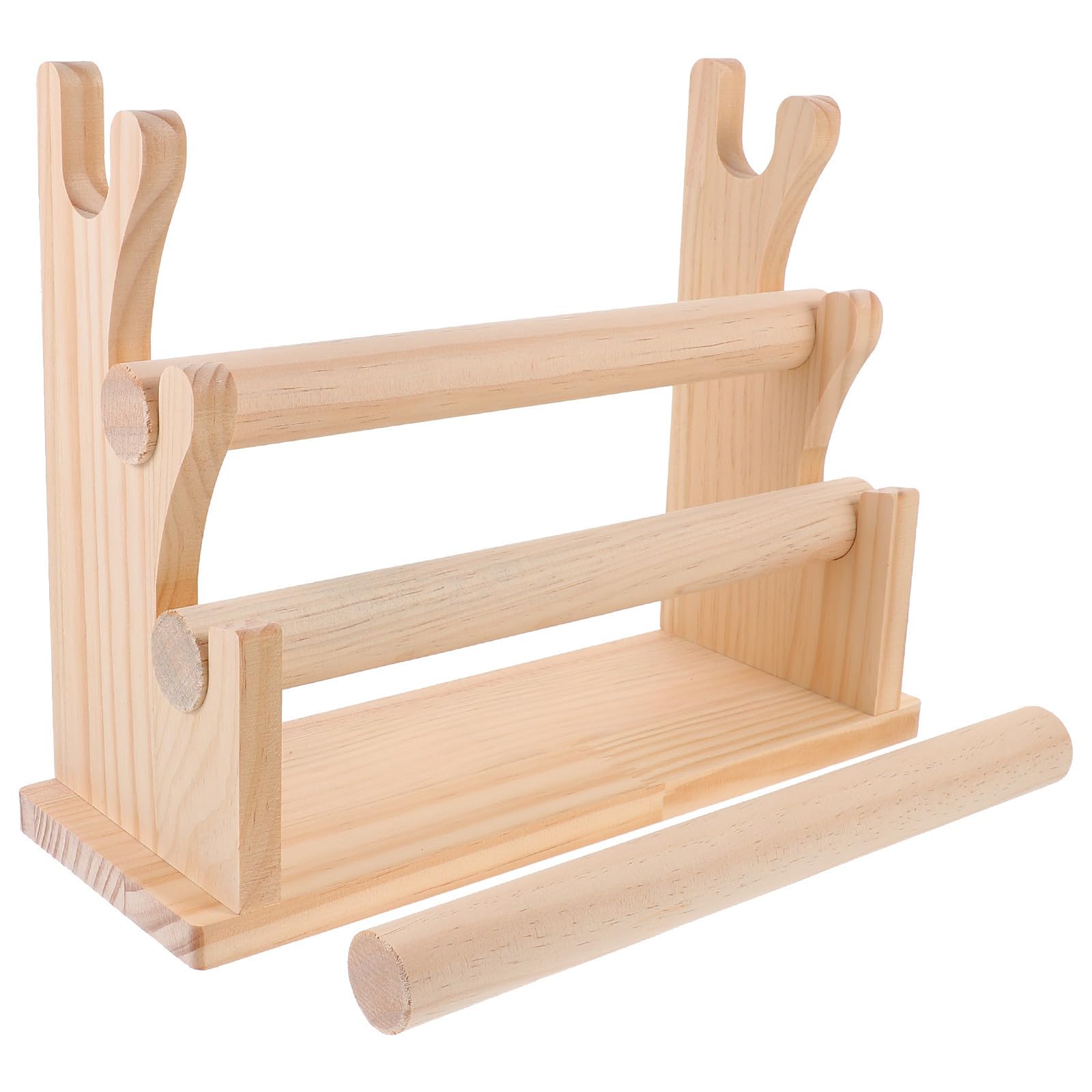 Expositor de Joyas de Varios Niveles en Madera Beige Diseño de Múltiples Capas y Base Plana para Organizar Pulseras y Pendientes Hogar