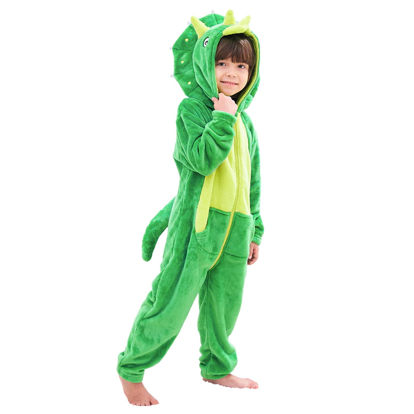 LOLANTABoys' Girls' Bodysuits Costume Fleece Dinosaur Jumpsuit One-Piece Kids Holiday Halloween Birthday Gift
