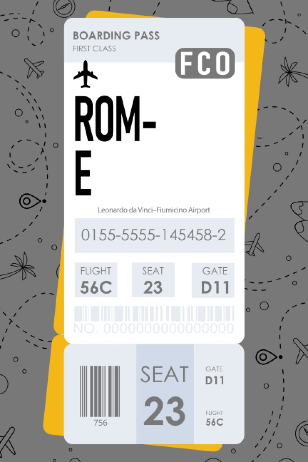 Buy ROME Boarding Pass ROME FCO Airport Airplane Ticket Journal Cover