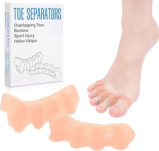 2 Pcs Toe Spacers for Women and Men - Metatarsal Yoga Cushion - Therapeutic Stretchers for Plantar Fasciitis, Bunions, Silicone Toe Separators (beige, Medium)