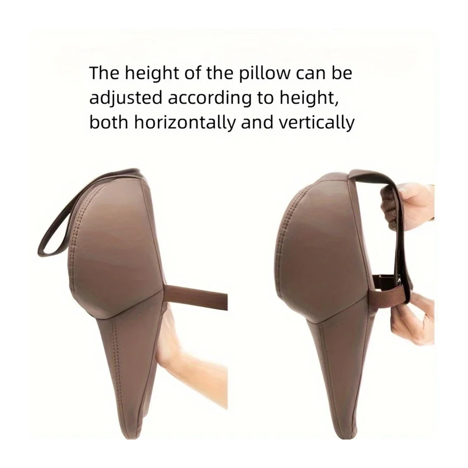 Cuscino per il collo dell'auto in memory foam 3D, cuscino poggiatesta in pelle ricamata, supporto lombare per donne e uomini, accessori per sedile (vita-marrone)